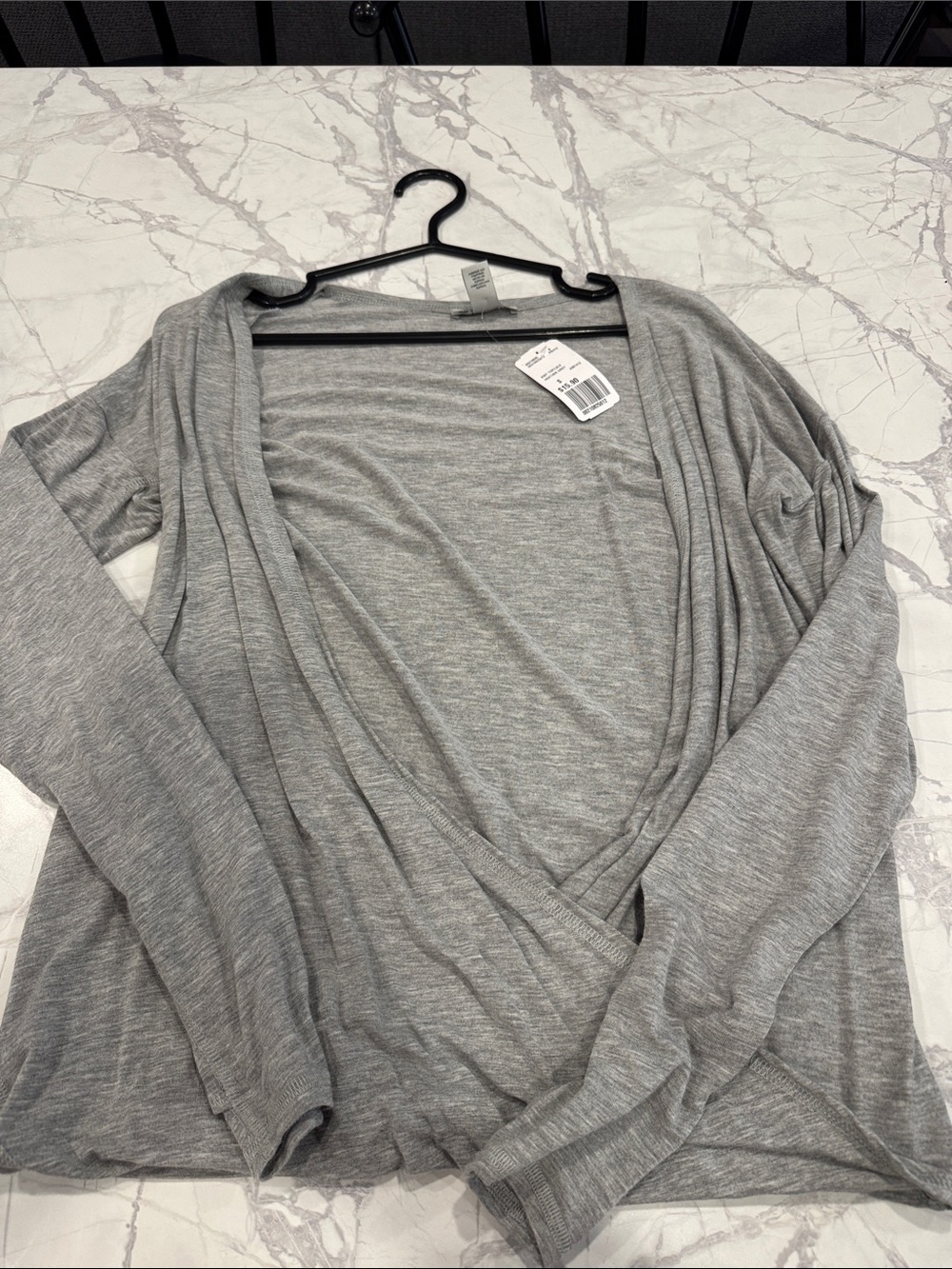 Lightweight Draped Open wrap shirt - Gray